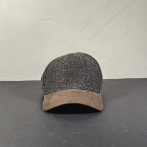 Crown Cap Canada Plaid Wool Baseball Hat Suede Bill Strapback Premium Grey Brown